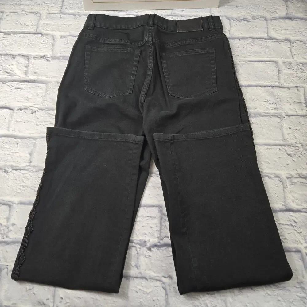 Lauren Jeans Co Beaded Jeans Black Southwestern Bootcut Ralph Lauren sz 4 Petite